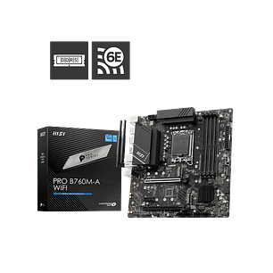 Placa Madre MSI PRO B760M-A WIFI DDR5 LGA1700 Micro-ATX (Wi-Fi 6E, 2.5G LAN)