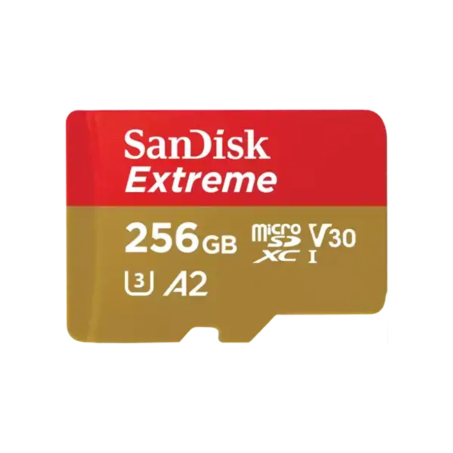 Tarjeta microSD SanDisk Extreme 256GB A2 U3 V30 con Adaptador SD 2