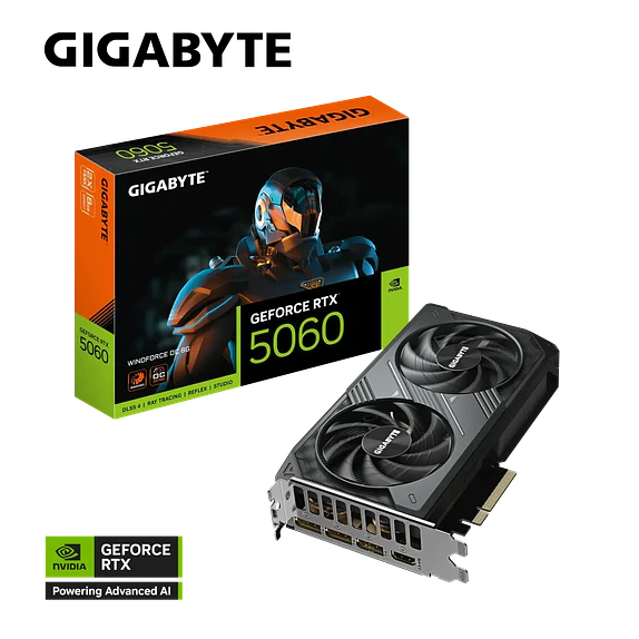 Tarjeta de Video GIGABYTE GeForce RTX 5060 WINDFORCE OC 8GB GDDR7 PCIe 5.0 1