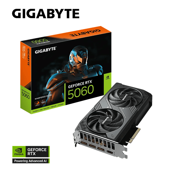 Tarjeta de Video GIGABYTE GeForce RTX 5060 WINDFORCE OC 8GB GDDR7 PCIe 5.0 1