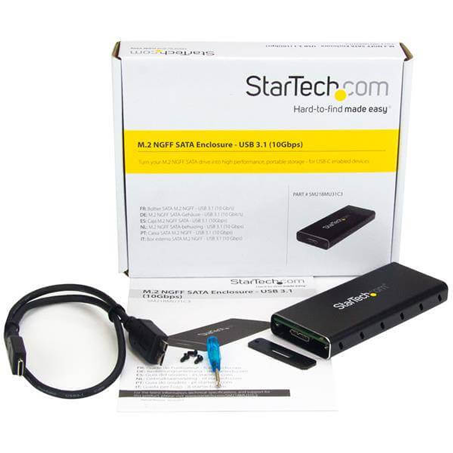 Gabinete Cofre Adaptador M.2 NGFF a USB 3.1 para SSD SATA – Startech 4