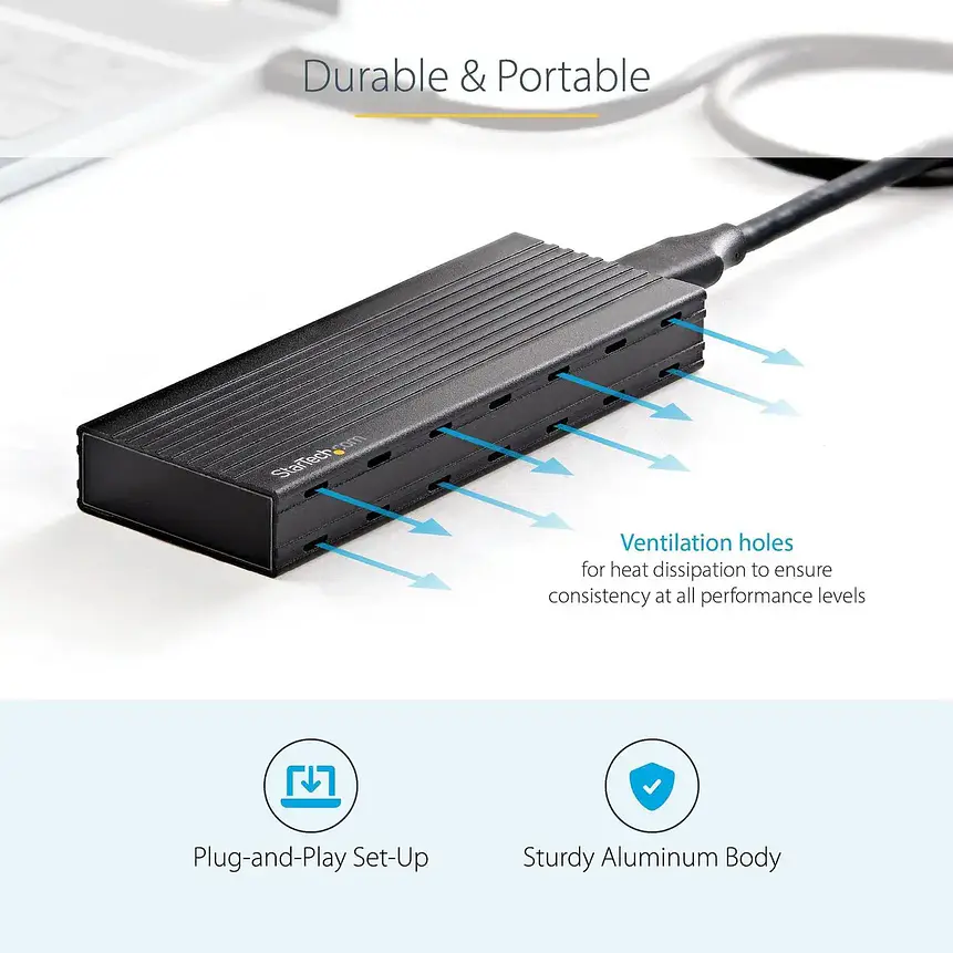 Cofre StarTech para Unidades M.2 SSD NVMe USB-C de Aluminio Negro 3