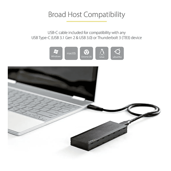 Cofre StarTech para Unidades M.2 SSD NVMe USB-C de Aluminio Negro 4