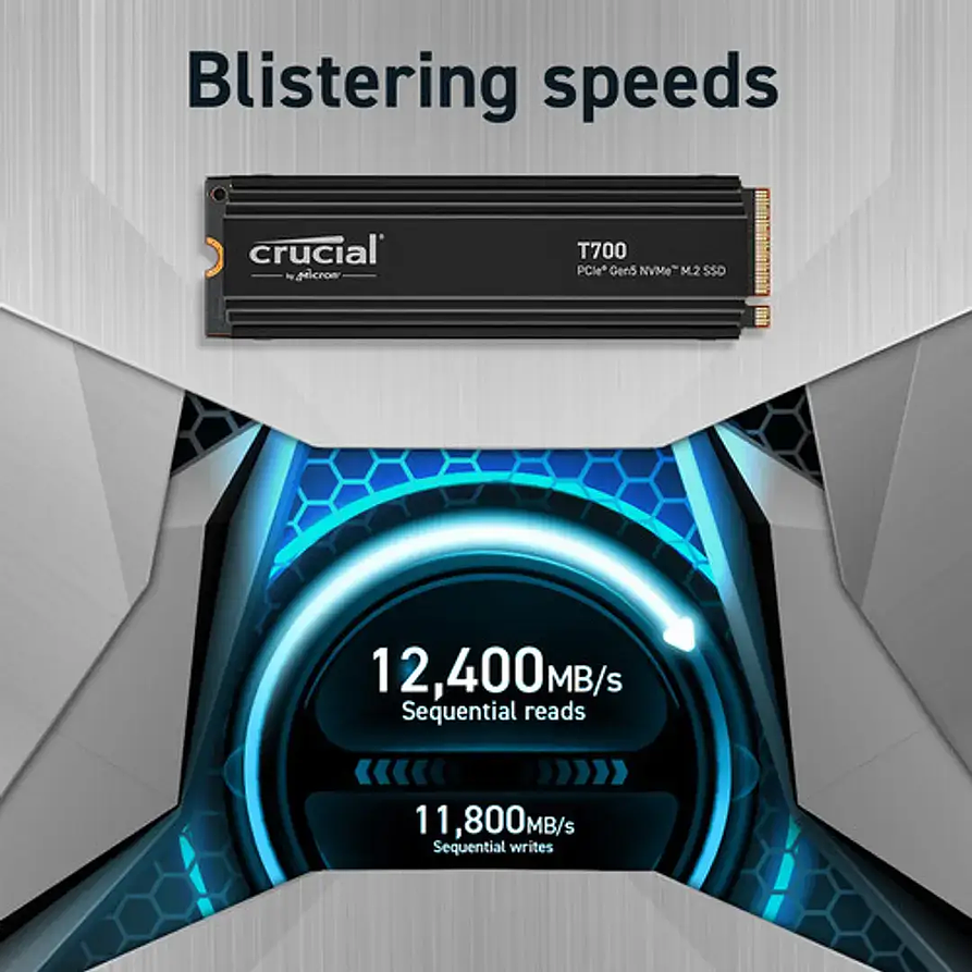 SSD Crucial T700 2TB PCIe Gen5 NVMe con Disipador 3