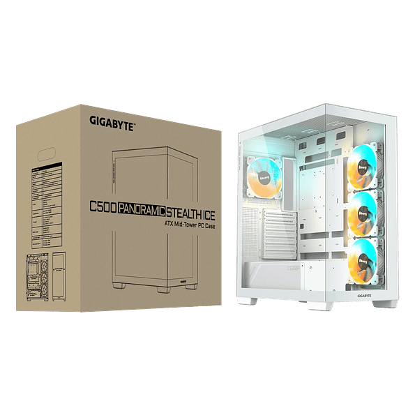 Gabinete Gamer Gigabyte C500 Panoramic Stealth Ice Blanco ATX Mid Tower 1