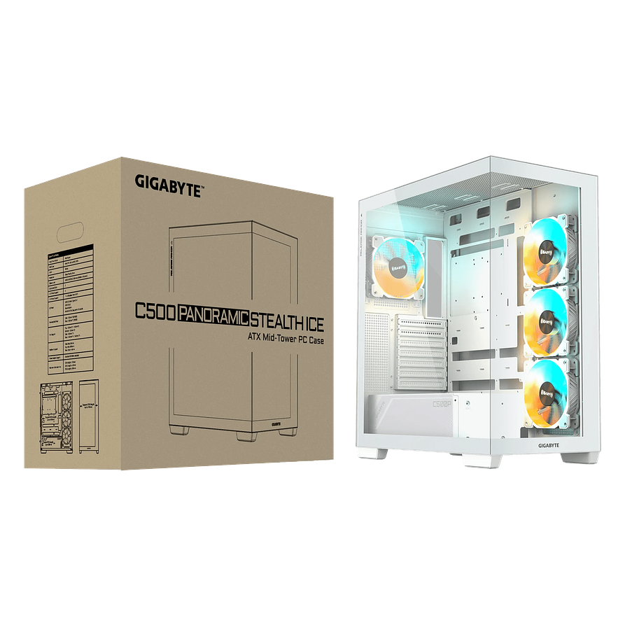 Gabinete Gamer Gigabyte C500 Panoramic Stealth Ice Blanco ATX Mid Tower 1