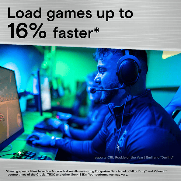 Unidad SSD Crucial T500 2TB NVMe PCIe 4.0 (7400MB/s) 2