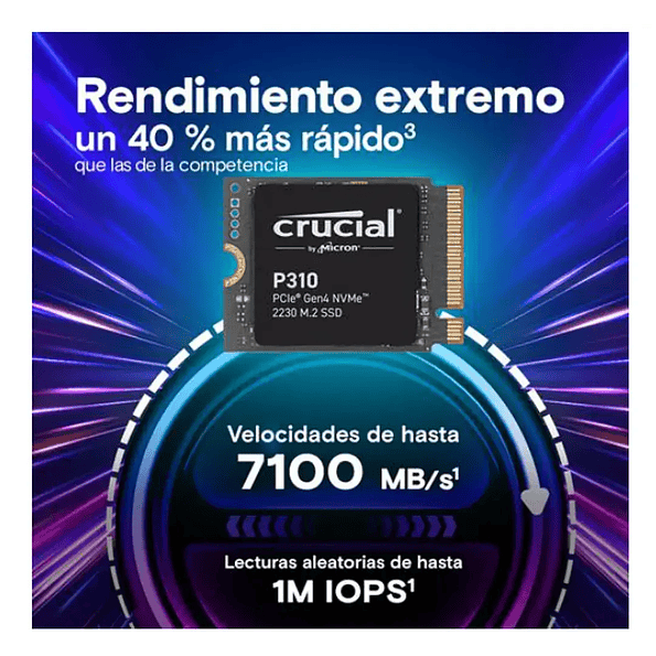 Unidad de Estado Sólido Crucial P310 2TB NVMe PCIe 4.0 M.2 2230 5