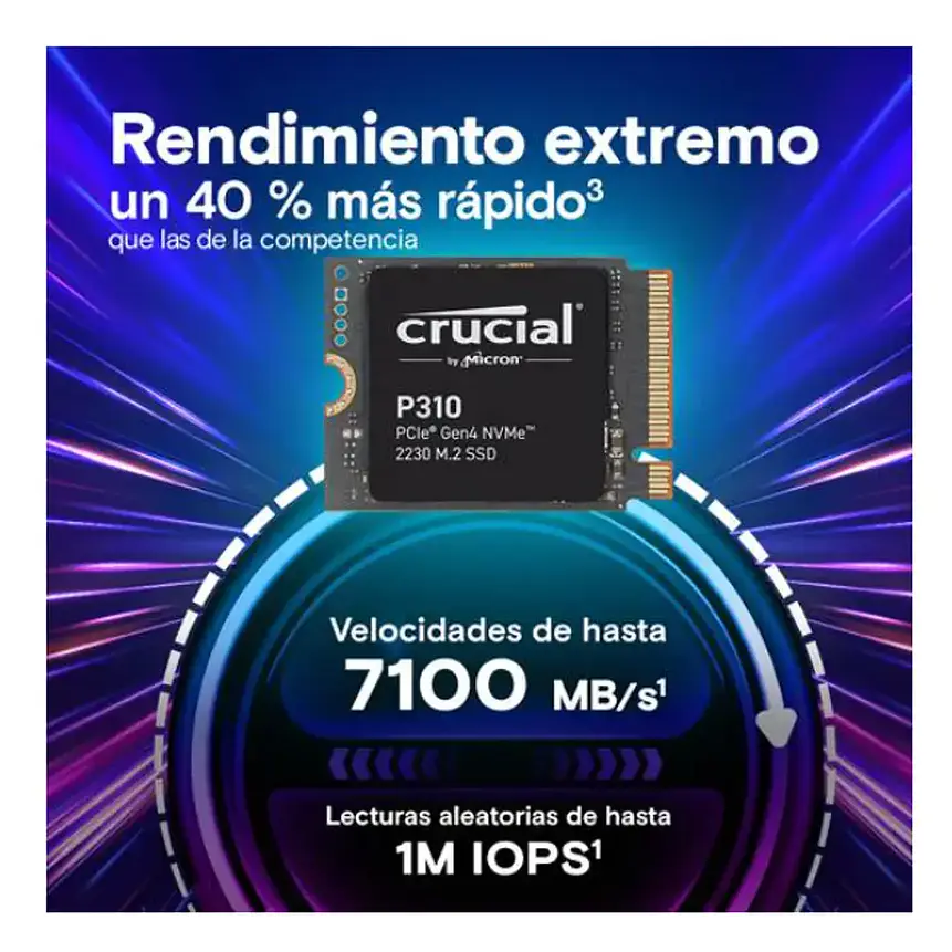 Unidad de Estado Sólido Crucial P310 2TB NVMe PCIe 4.0 M.2 2230 5
