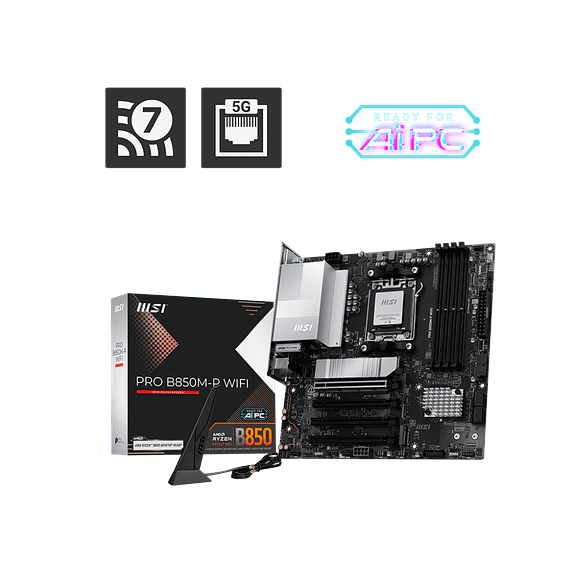 Placa Madre MSI PRO B850M-P WIFI AM5 DDR5 con WiFi 7 y Bluetooth 5.4 1