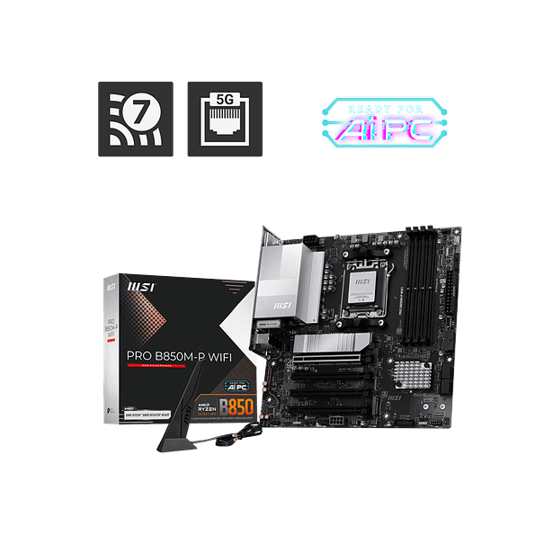 Placa Madre MSI PRO B850M-P WIFI AM5 DDR5 con WiFi 7 y Bluetooth 5.4 1