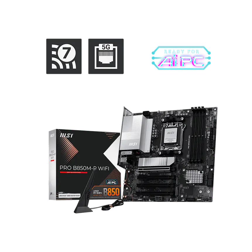 Placa Madre MSI PRO B850M-P WIFI AM5 DDR5 con WiFi 7 y Bluetooth 5.4 1