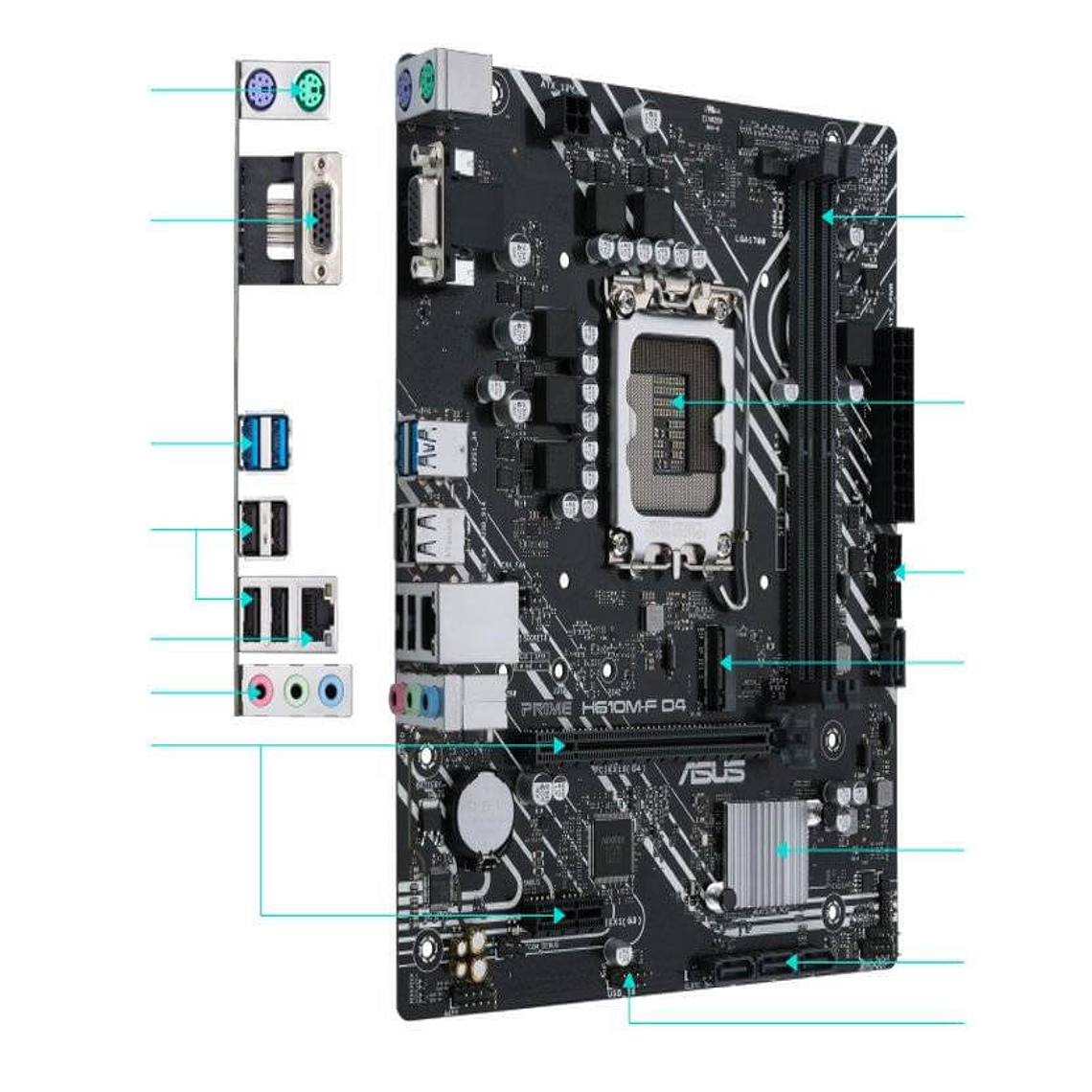Placa Madre ASUS PRIME H610M-F D4 (LGA1700, DDR4 3200MHz, M.2, Micro ATX) 3