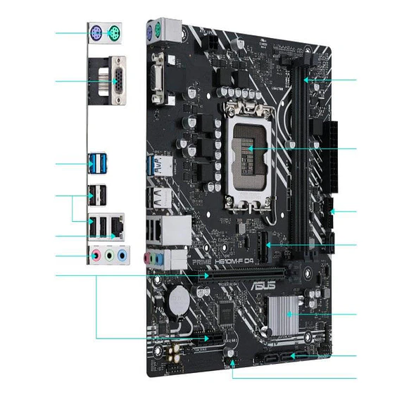 Placa Madre ASUS PRIME H610M-F D4 (LGA1700, DDR4 3200MHz, M.2, Micro ATX) 3