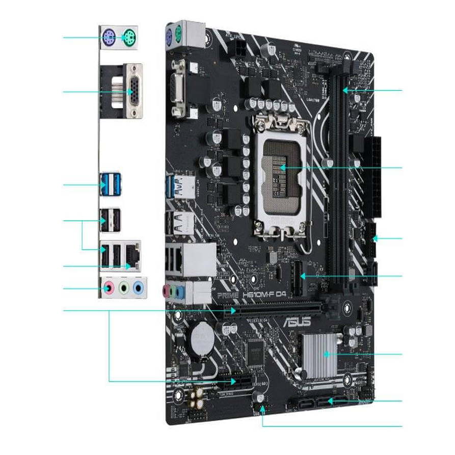 Placa Madre ASUS PRIME H610M-F D4 (LGA1700, DDR4 3200MHz, M.2, Micro ATX) 3