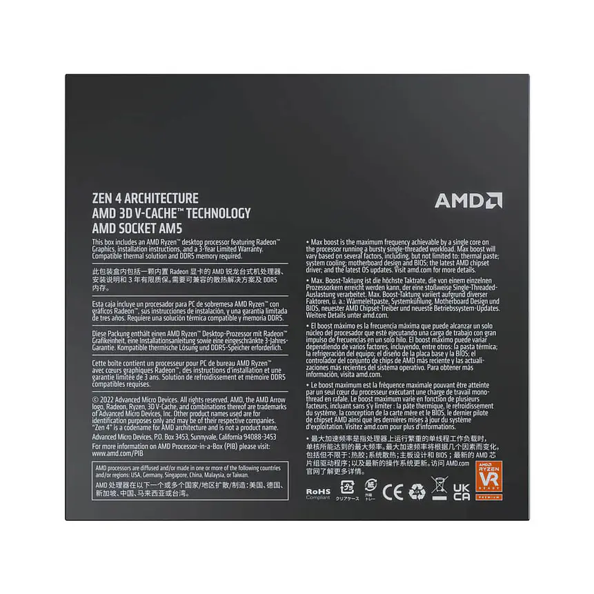 Procesador AMD Ryzen 7 7800X3D (AM5, 8 Núcleos, 16 Hilos, hasta 5.0GHz) 3