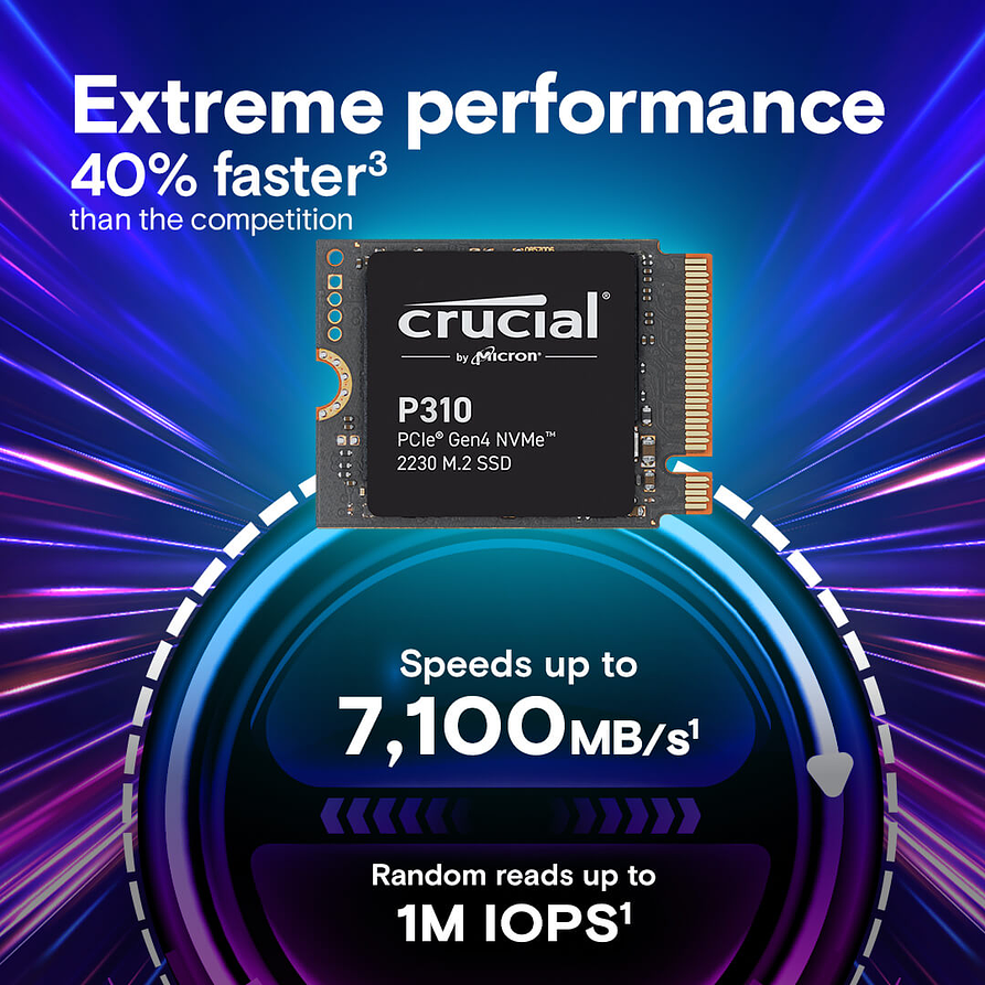 Unidad SSD Crucial P310 de 1TB NVMe 4.0 M.2 2230 – Velocidad y eficiencia extrema 3