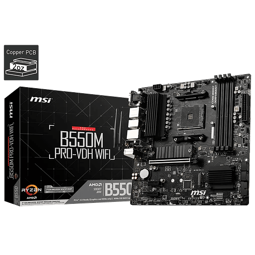 Placa Madre MSI B550M PRO-VDH WIFI (AM4, DDR4, PCIe 4.0, Micro-ATX) 1