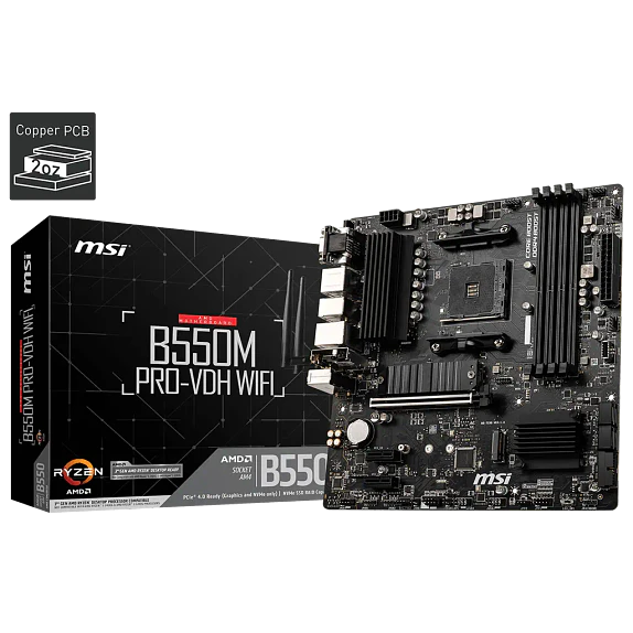 Placa Madre MSI B550M PRO-VDH WIFI (AM4, DDR4, PCIe 4.0, Micro-ATX) 1