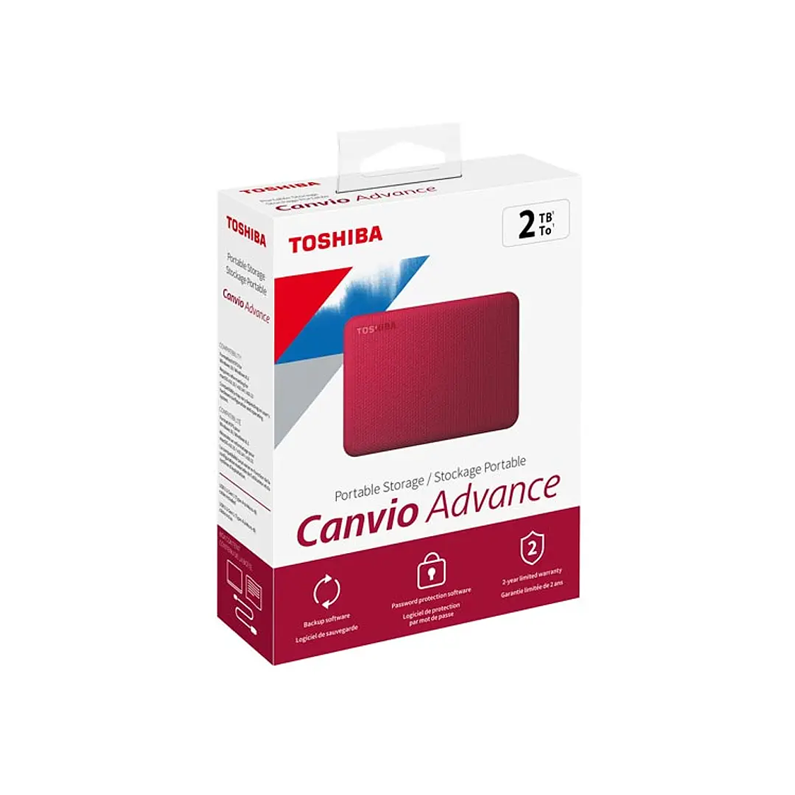 Disco Duro Externo Toshiba Canvio Advance 2TB USB 3.0 Rojo 4