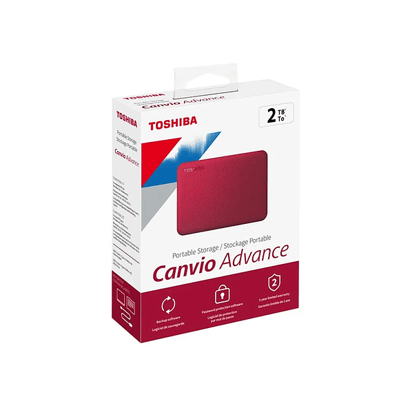 Disco Duro Externo Toshiba Canvio Advance 2TB USB 3.0 Rojo 4