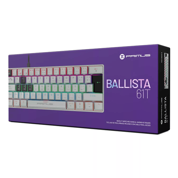 Teclado Mecánico Gamer Primus Ballista61T White 60% RGB Switch Red 3