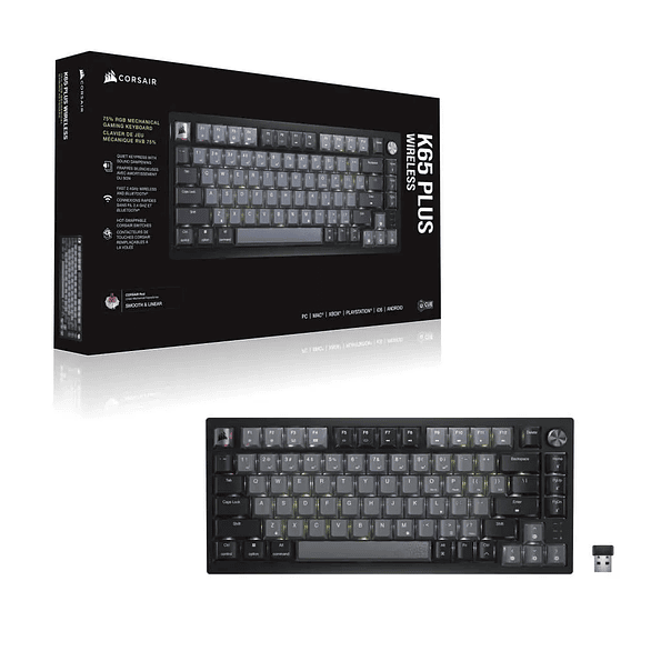 Teclado Mecánico Gamer Corsair K65 PLUS Wireless RGB 75% (MLX Red) Inglés – Midnight Grey 4