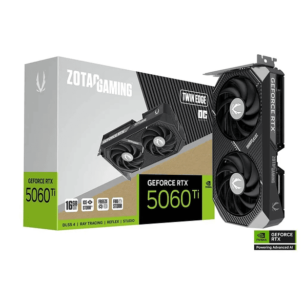 Tarjeta de Video ZOTAC GeForce RTX 5060 Ti 16GB GDDR7 Twin Edge OC (Blackwell) 1