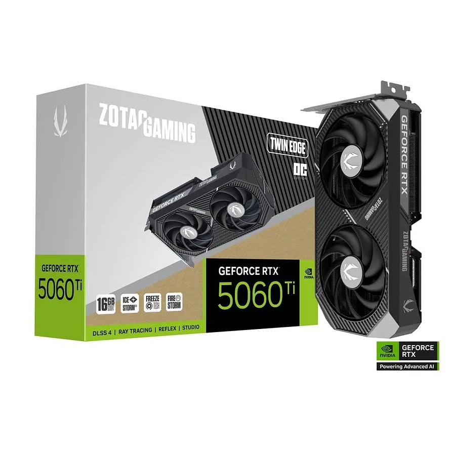 Tarjeta de Video ZOTAC GeForce RTX 5060 Ti 16GB GDDR7 Twin Edge OC (Blackwell) 1