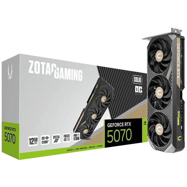 Tarjeta de Video Zotac GeForce RTX 5070 SOLID OC 12GB GDDR7 (Blackwell) 1