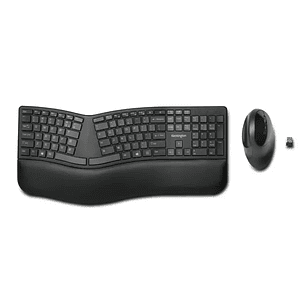 Kit Teclado + Mouse Ergonómicos Inalámbricos Kensington Pro Fit (USB Dongle + Bluetooth, Español, Negro)