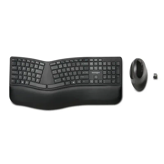 Kit Teclado + Mouse Ergonómicos Inalámbricos Kensington Pro Fit (USB Dongle + Bluetooth, Español, Negro) 1