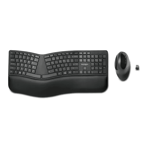 Kit Teclado + Mouse Ergonómicos Inalámbricos Kensington Pro Fit (USB Dongle + Bluetooth, Español, Negro) 1