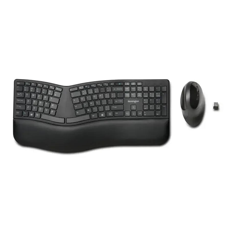 Kit Teclado + Mouse Ergonómicos Inalámbricos Kensington Pro Fit (USB Dongle + Bluetooth, Español, Negro) 1