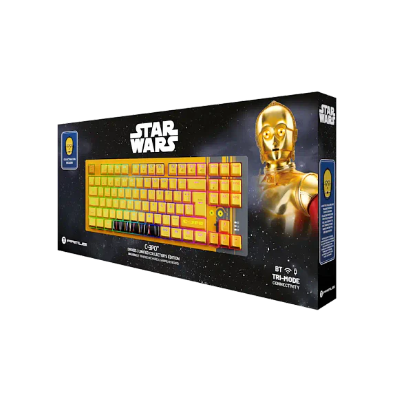Teclado Mecánico Inalámbrico Primus Ballista 82T C-3PO Star Wars, Tenkeyless, Red Switch, 2.4GHz + Bluetooth 3