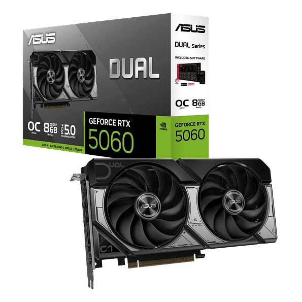 Tarjeta de Video ASUS Dual GeForce RTX 5060 OC 8GB GDDR7 PCIe 5.0 1