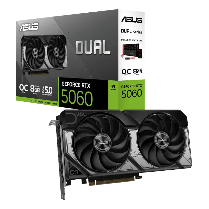 Tarjeta de Video ASUS Dual GeForce RTX 5060 OC 8GB GDDR7 PCIe 5.0 1