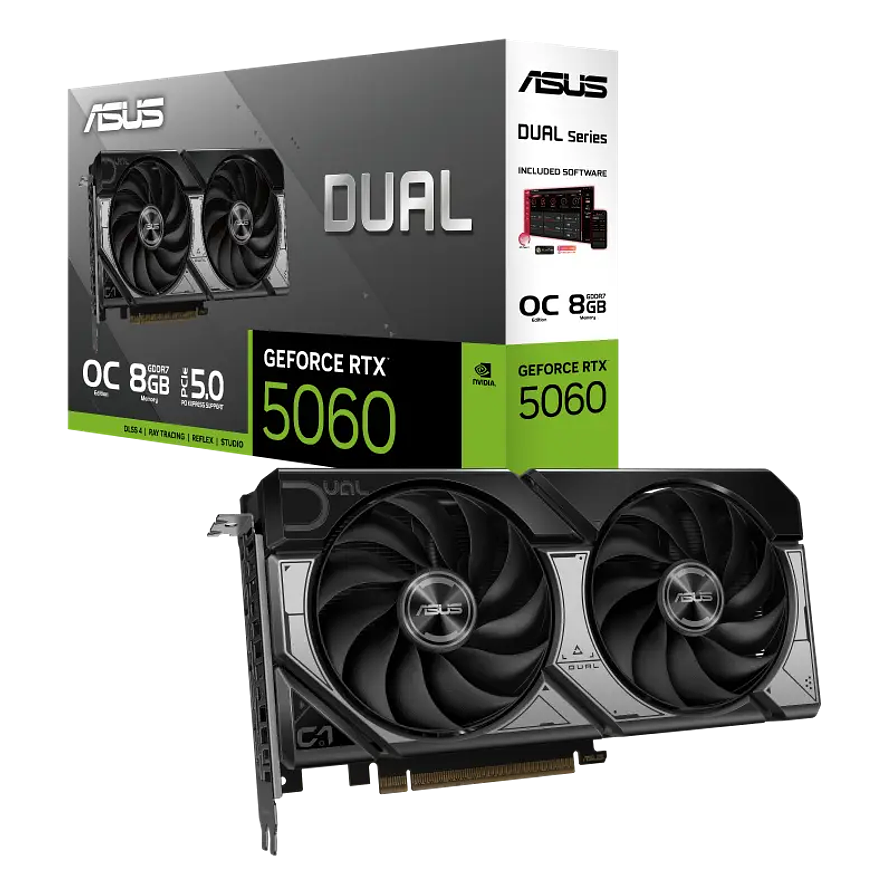 Tarjeta de Video ASUS Dual GeForce RTX 5060 OC 8GB GDDR7 PCIe 5.0 1