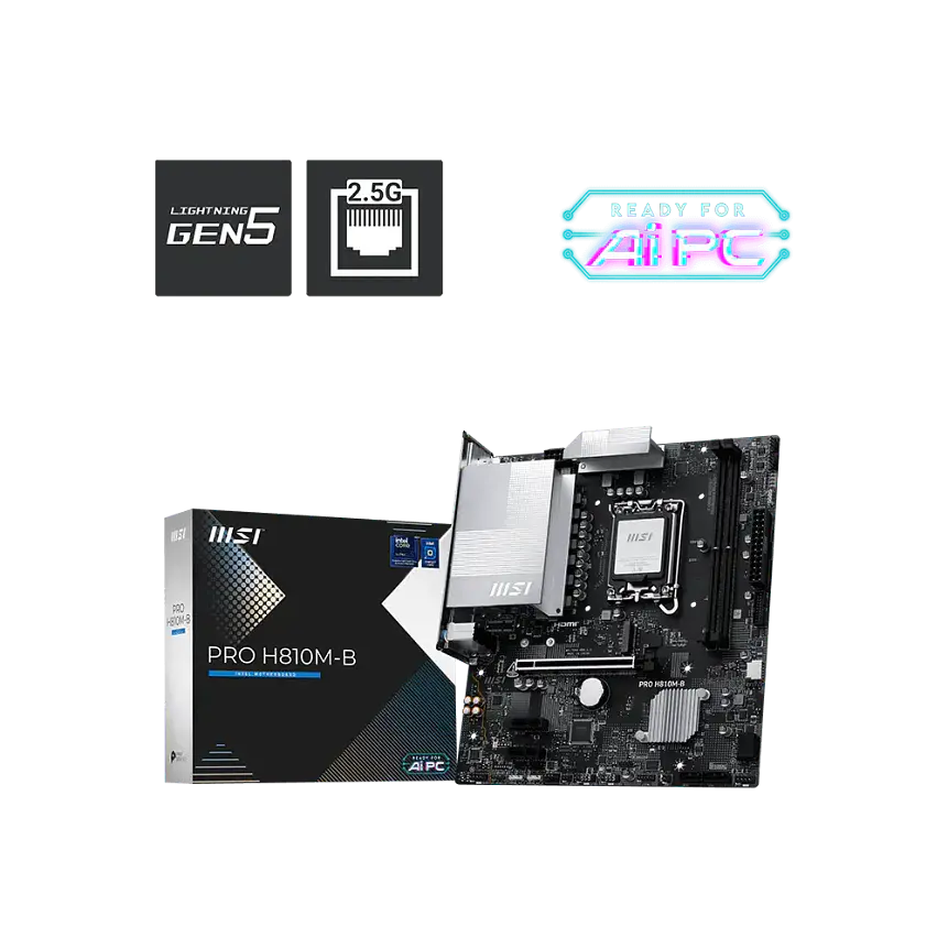 Placa Madre MSI PRO H810M-B mATX LGA1851 DDR5 Intel H810 1