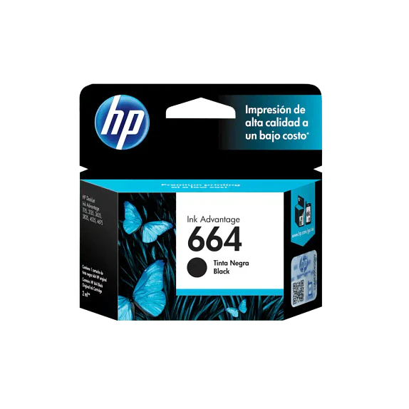 Cartucho HP 664 Negro Original F6V29AL para impresoras HP DeskJet 1