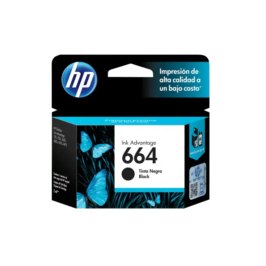 Cartucho HP 664 Negro Original F6V29AL para impresoras HP DeskJet 1
