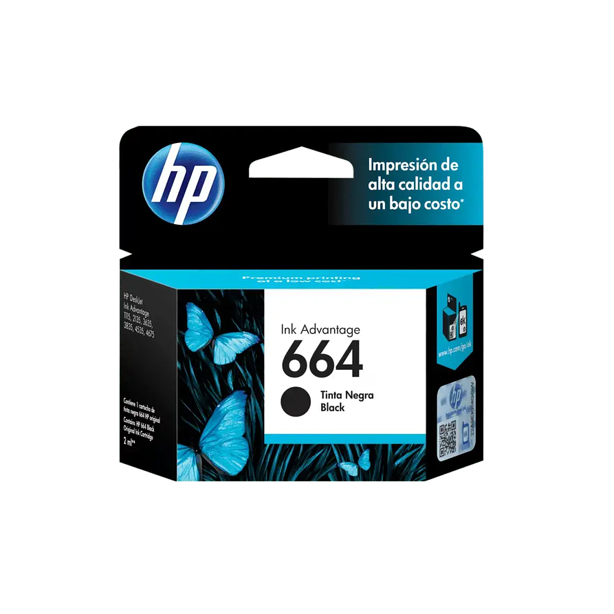 Cartucho HP 664 Negro Original F6V29AL para impresoras HP DeskJet 1