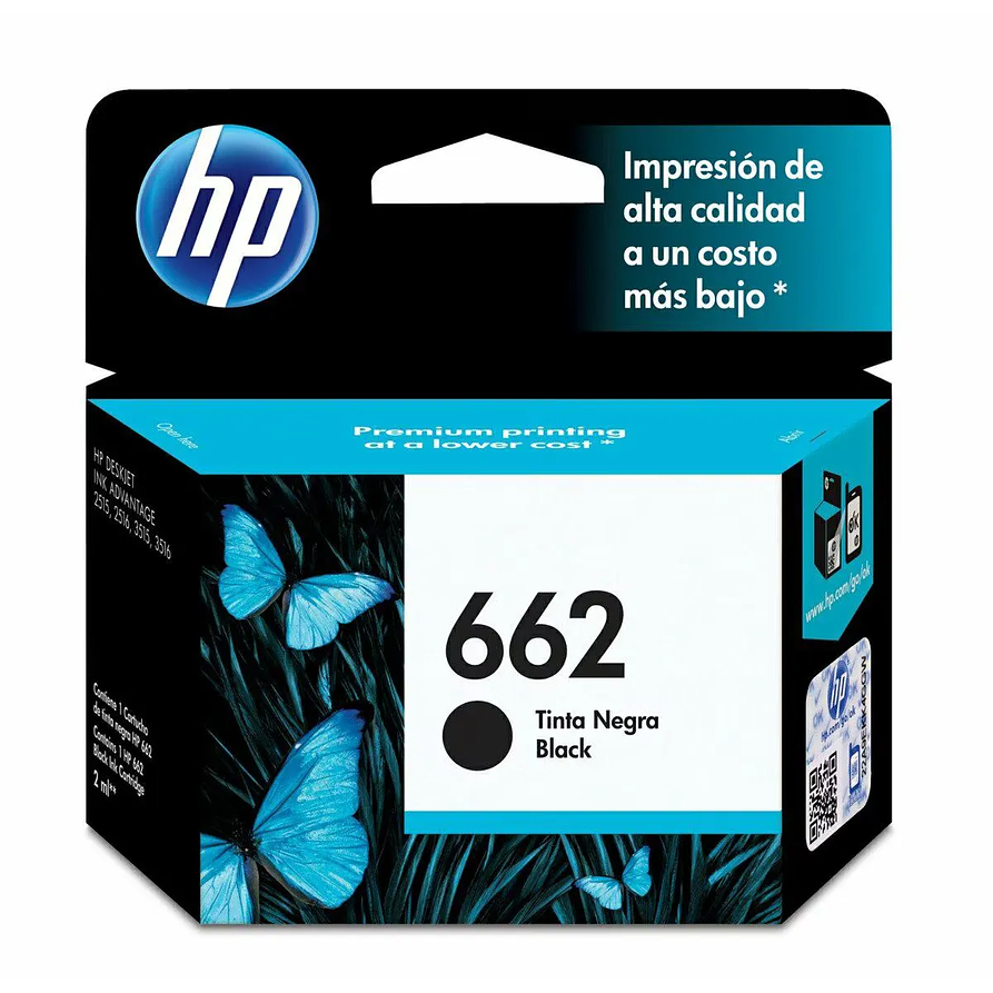 Cartucho de Tinta HP 662 Negro Original CZ103AL (120 páginas) 1