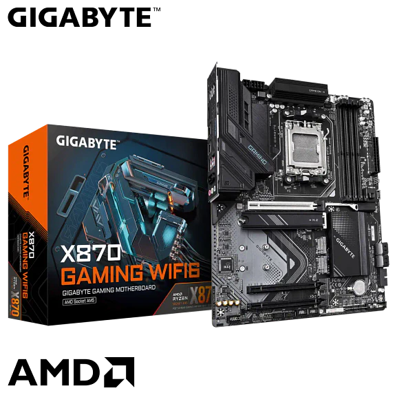 Placa Madre GIGABYTE X870 GAMING WIFI6 AM5 ATX con Wi-Fi 6E, DDR5 y M.2 1