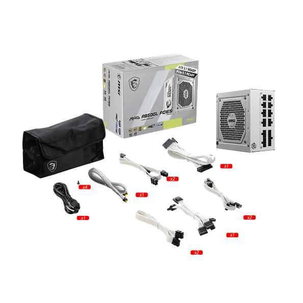 Fuente de Poder MSI MAG A850GL PCIE5 White 850W 80+ Gold Modular ATX 3.0 4