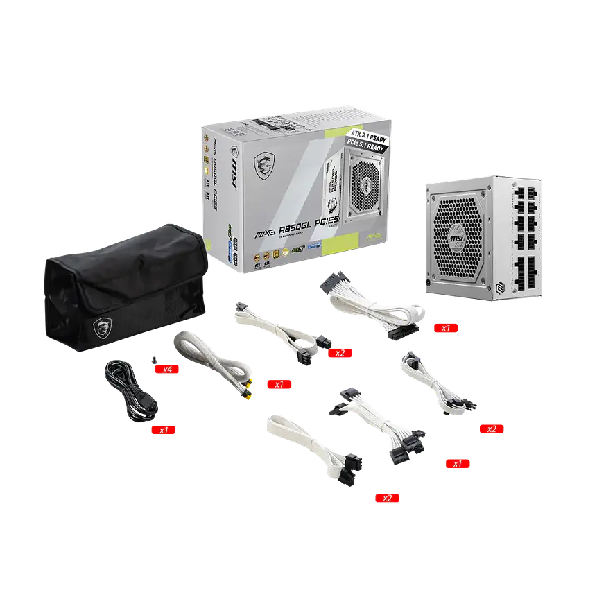 Fuente de Poder MSI MAG A850GL PCIE5 White 850W 80+ Gold Modular ATX 3.0 4