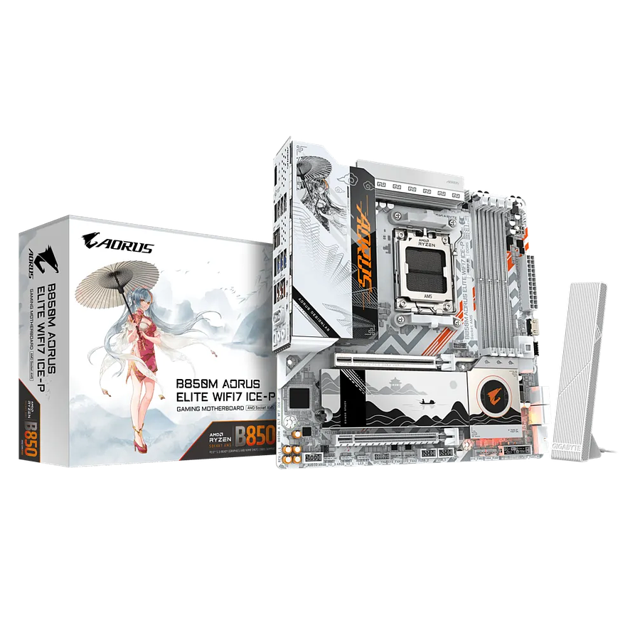 Placa Madre Gigabyte B850M AORUS ELITE WIFI7 ICE-P AM5 DDR5 Micro ATX 1