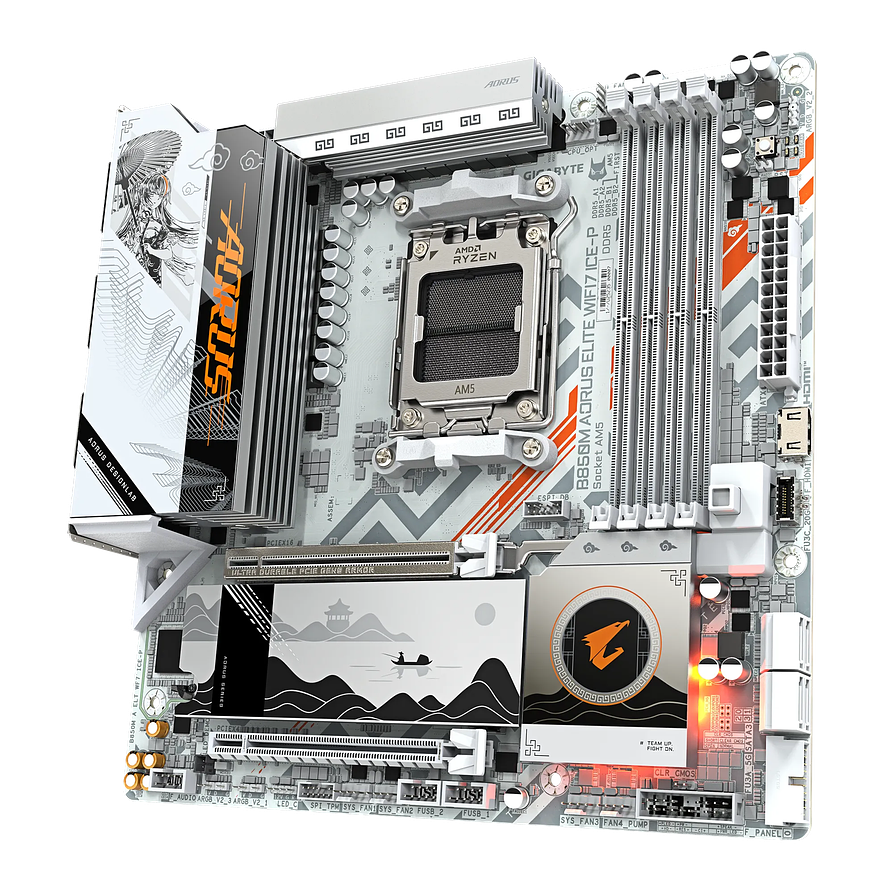 Placa Madre Gigabyte B850M AORUS ELITE WIFI7 ICE-P AM5 DDR5 Micro ATX 4