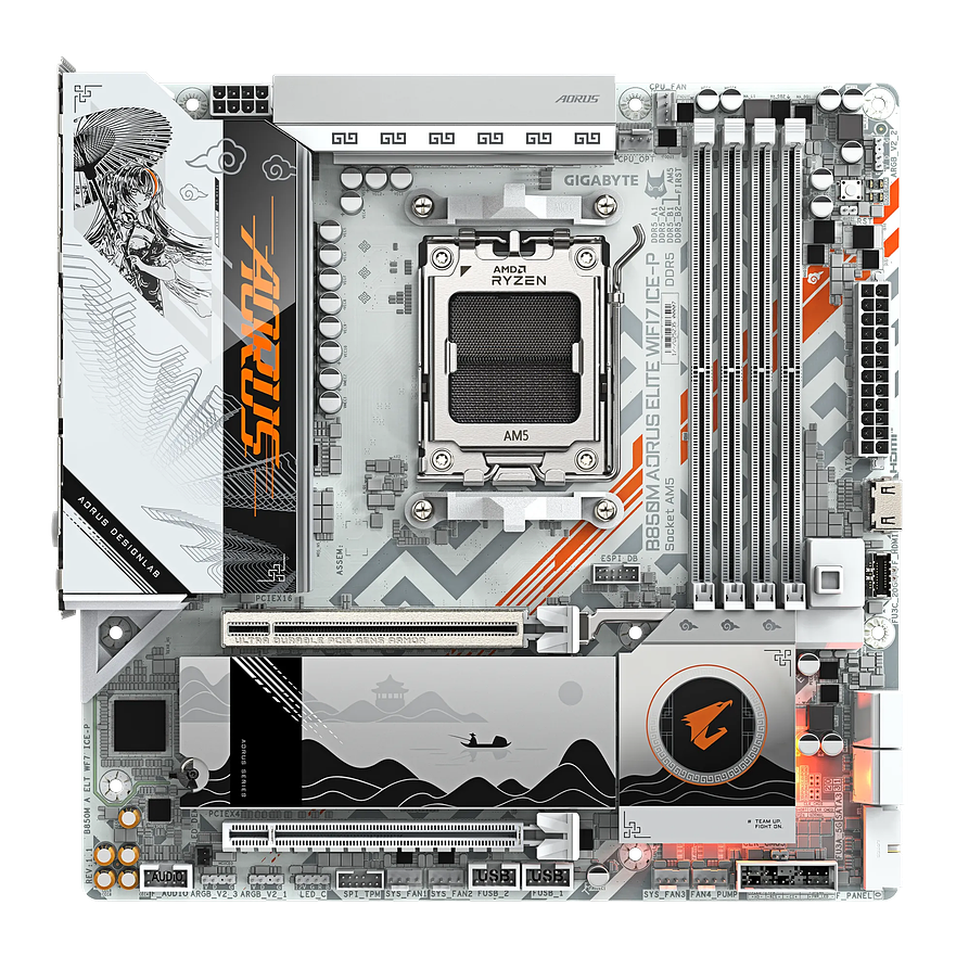Placa Madre Gigabyte B850M AORUS ELITE WIFI7 ICE-P AM5 DDR5 Micro ATX 2