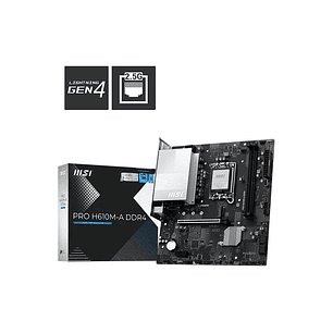 Placa Madre MSI PRO H610M-A DDR4 — LGA1700, PCIe 4.0, HDMI 2.1, DisplayPort, Micro ATX